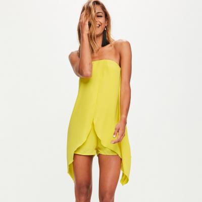 Yellow Bandeau Double Layer Romper Missguided