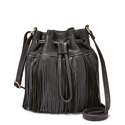 Jules Mini Fringe Drawstring Satchel - Fossil