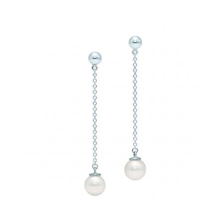 Ziegfeld Collection drop earrings in sterling silver with pearls. Tiffany & Co.