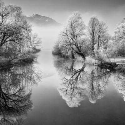 River Loisach, Lake Kochel, Schlehdorf, Bavaria, Germany
