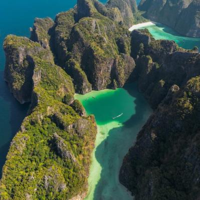 Pileh lagoon and Maya bay.  Phi Phi Islands, Mueang Krabi District, Krabi, Thailand
