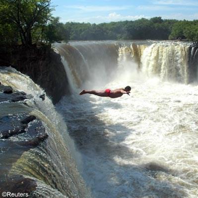 Jump off a waterfall