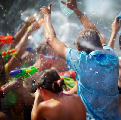 Join in a street water fight
