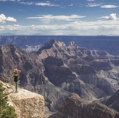 Stand at the edge of the Grand Canyon