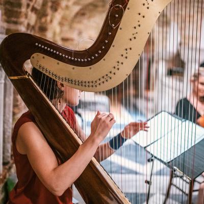 Listen to a harp recital