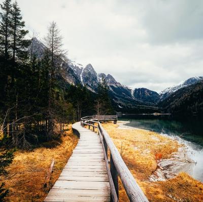 Walk the entire length of a boardwalk