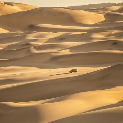 Offroading among sand dunes