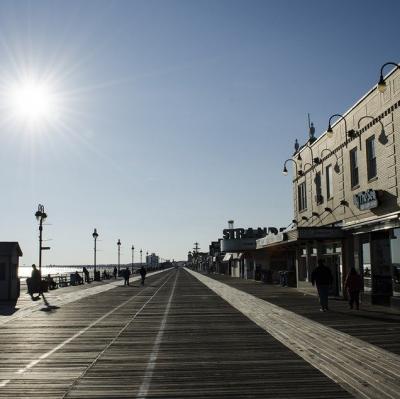 Walk the whole length of a boardwalk