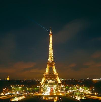 Zip lining from the Eiffel Tower