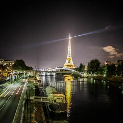 Walk along the Seine at night