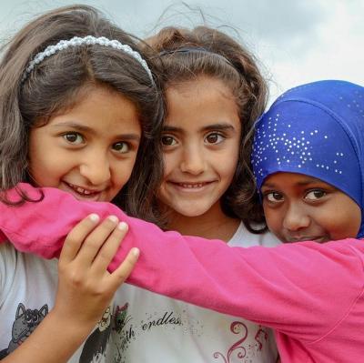 Volunteer at a refugee camp