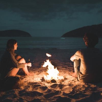 Make a campfire on the beach