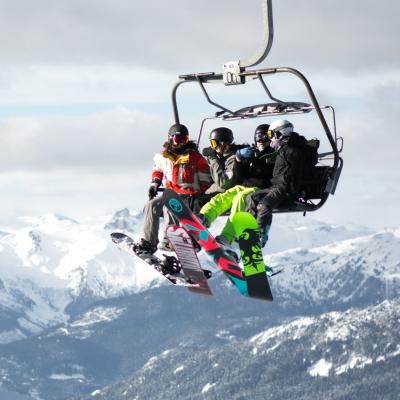 Ride a ski chair lift