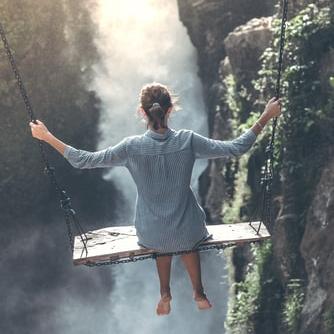 Swing over a waterfall