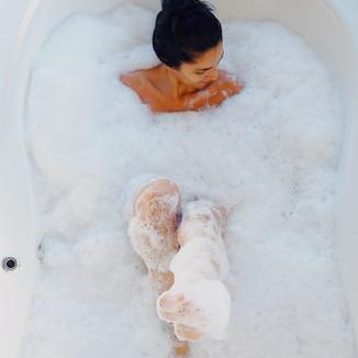 Relax in a foam bath