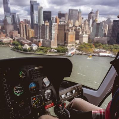Helicopter flight over New York