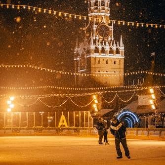Ice skating in Red Square, Moscow