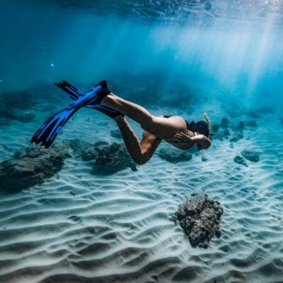 Swim with flippers under water