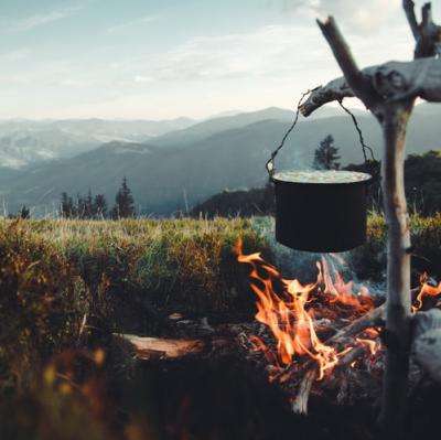 Cook over a campfire