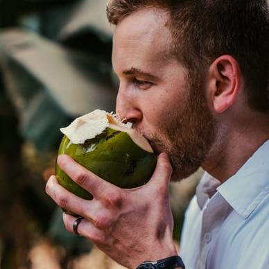 Drink straight from a coconut