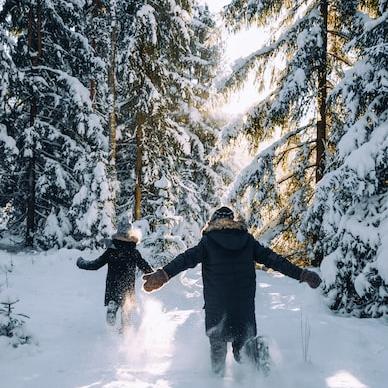 Run through virgin white snow