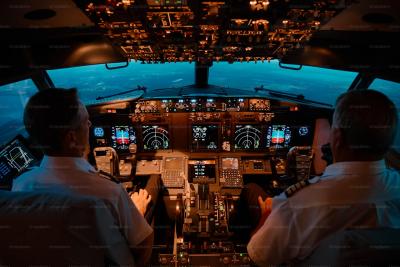 Be in an aeroplane cockpit