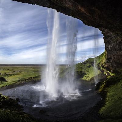 Stand behind a waterfall