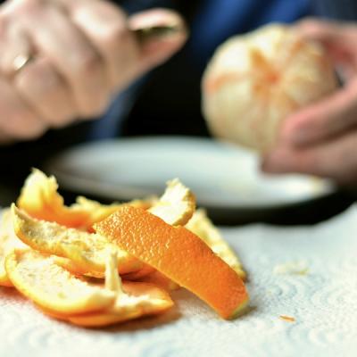 Peel an orange in a single piece