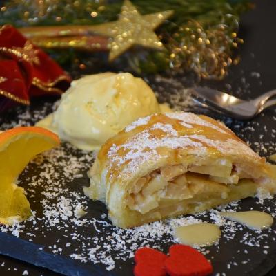 Eat apple strudel in Germany