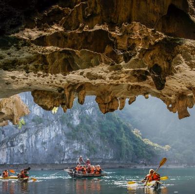 Kayak through a cave