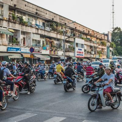 Cross the road in Hanoi