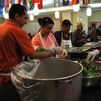 Volunteer at a soup kitchen