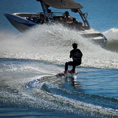 Ride a wakeboard
