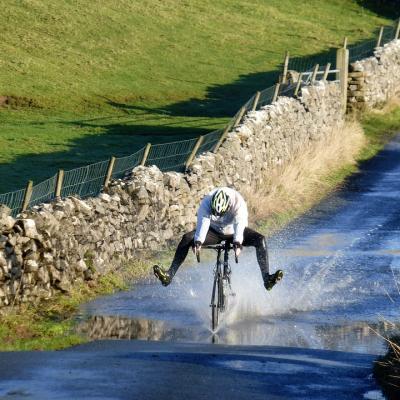 Ride through a huge puddle