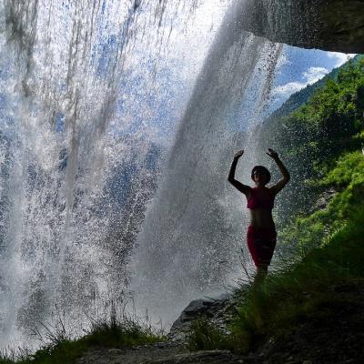 Walk under a waterfall