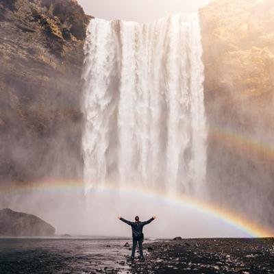 Witness a rainbow waterfall