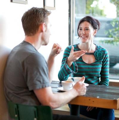 Have a conversation randomly with a stranger in a coffee shop