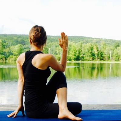Half twist yoga pose